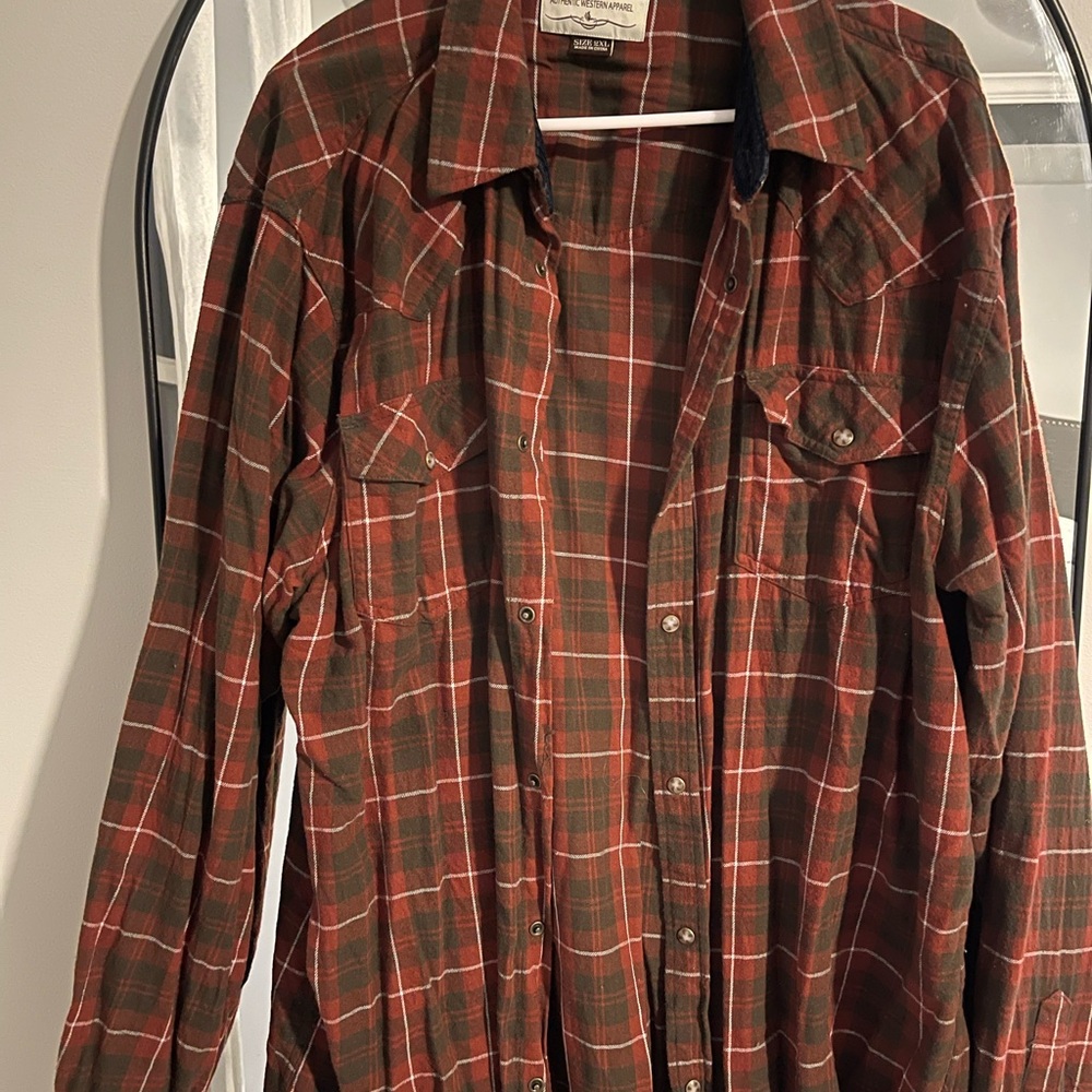 Cody James Rust Red and gray/blue Plaid Shirt